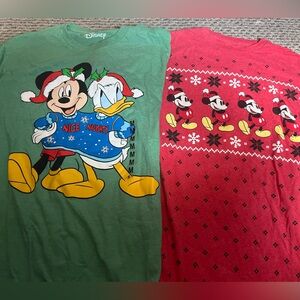 2 Christmas Disney shirts, one used one new,